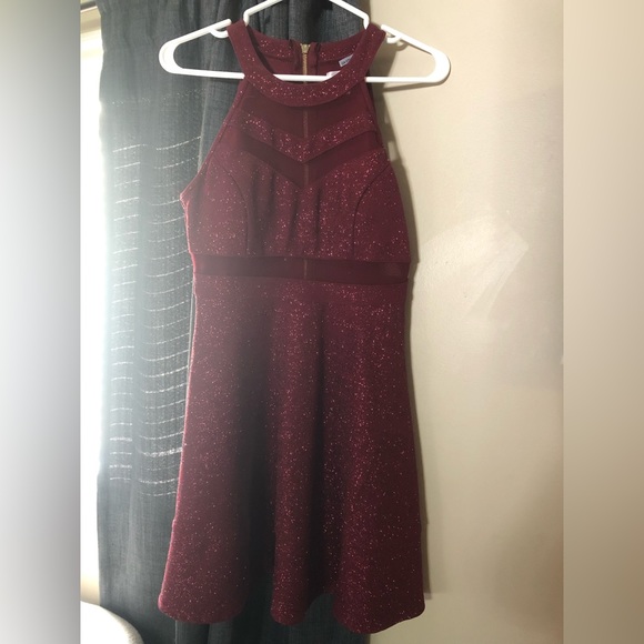 Burgundy Halter Dress - Picture 1 of 3